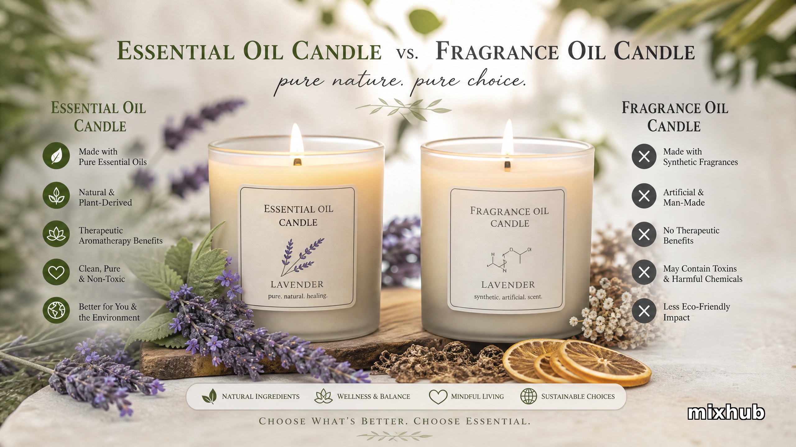 Essential Oil vs. Fragrance Oil Candles: Navigating the Purity Spectrum